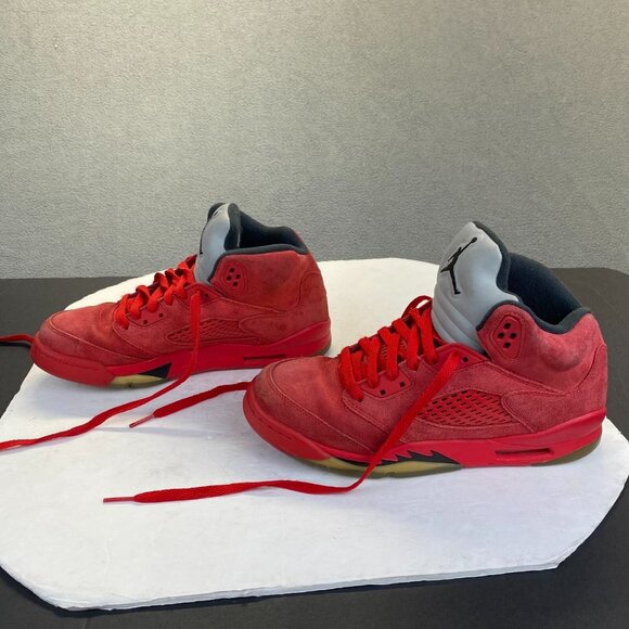 Nike‎ Air Jordan 5 Retro Red Suede GS Size 6.5Y Basketball Shoes 440888-602